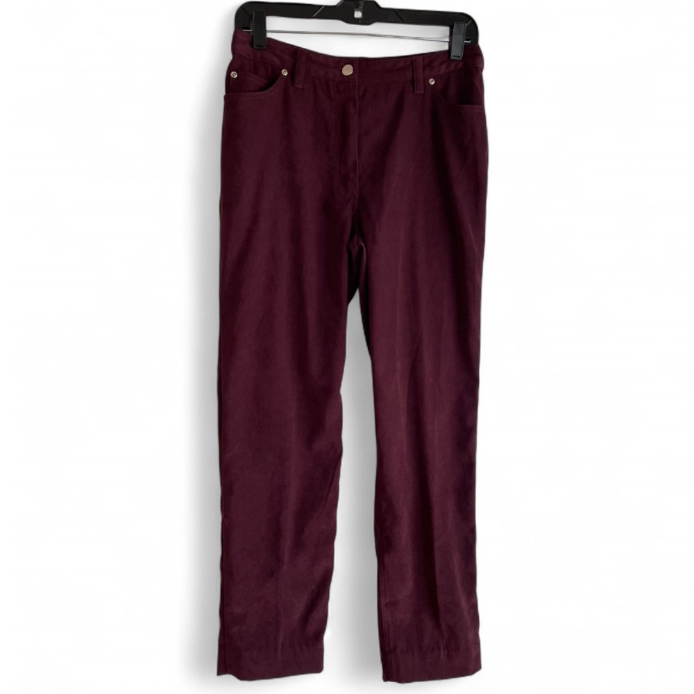 Chadwicks Micro Suede Burgundy Straight Leg Pants 8